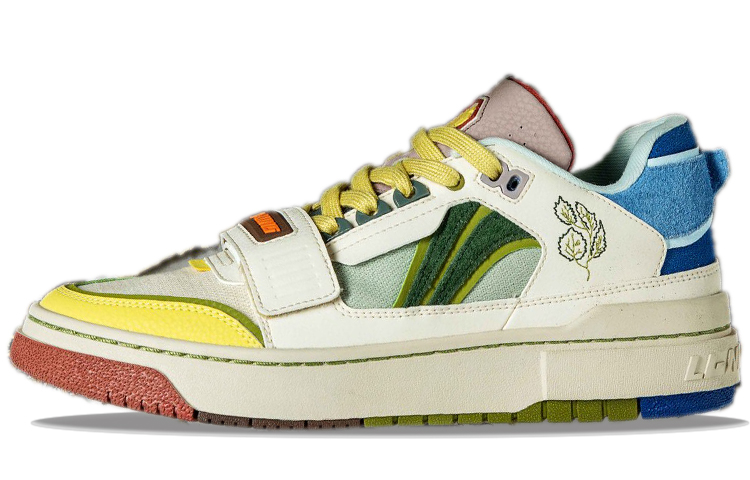 LiNing Rookie Low top Basketball Shoes Men's Beige Yellow Blue