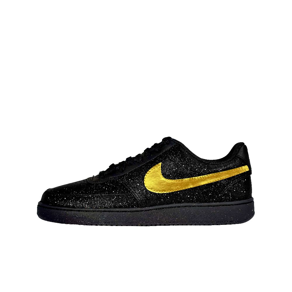 Nike Court Vision Lightweight Coverage Low-Top Skateboard Shoes Unisex Black Gold