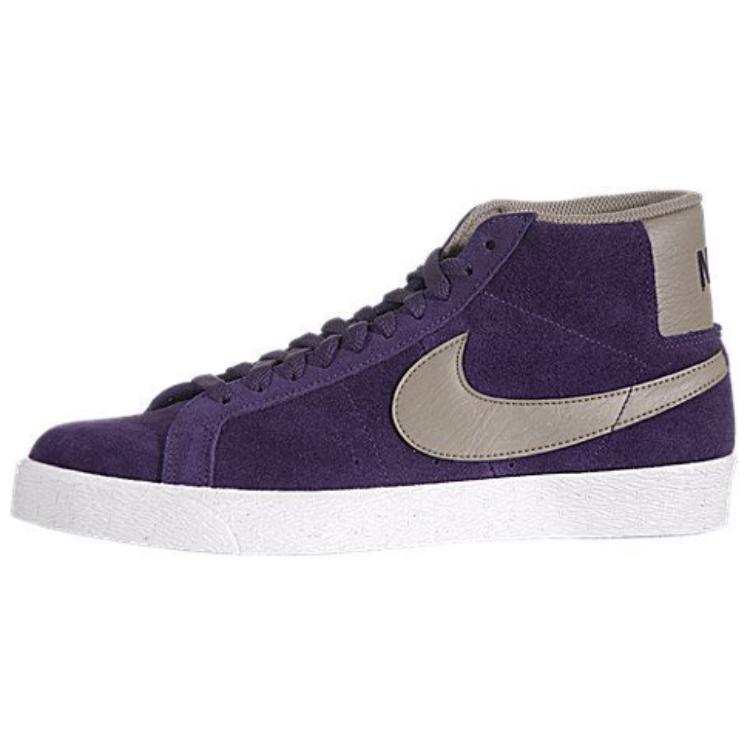 Nike Blazer Anti Slip Wear Resistant High Top Skateboard Shoes Men's Purple Gray