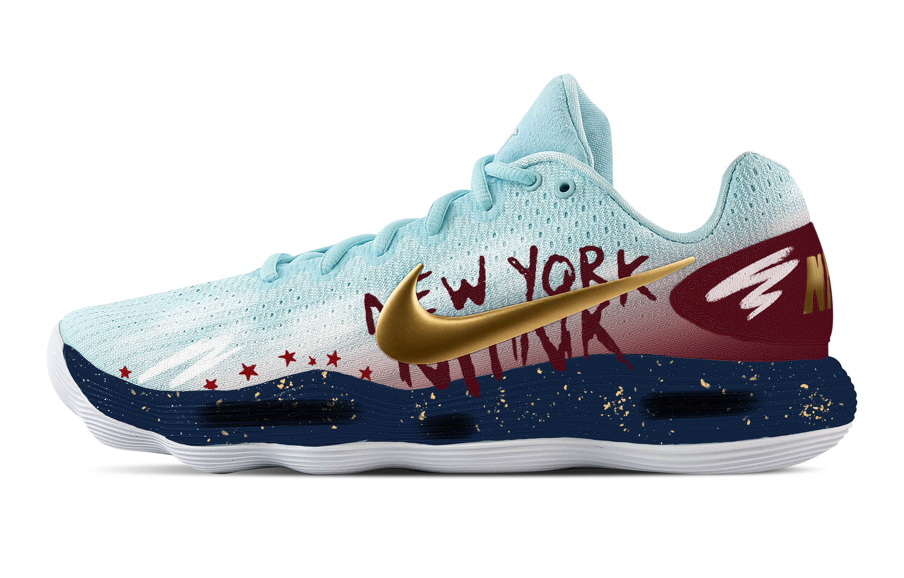 Nike Hyperdunk 2017 Champion Stellar Orbit Cushioning Support Low top Basketball Shoes Men's Blue Red