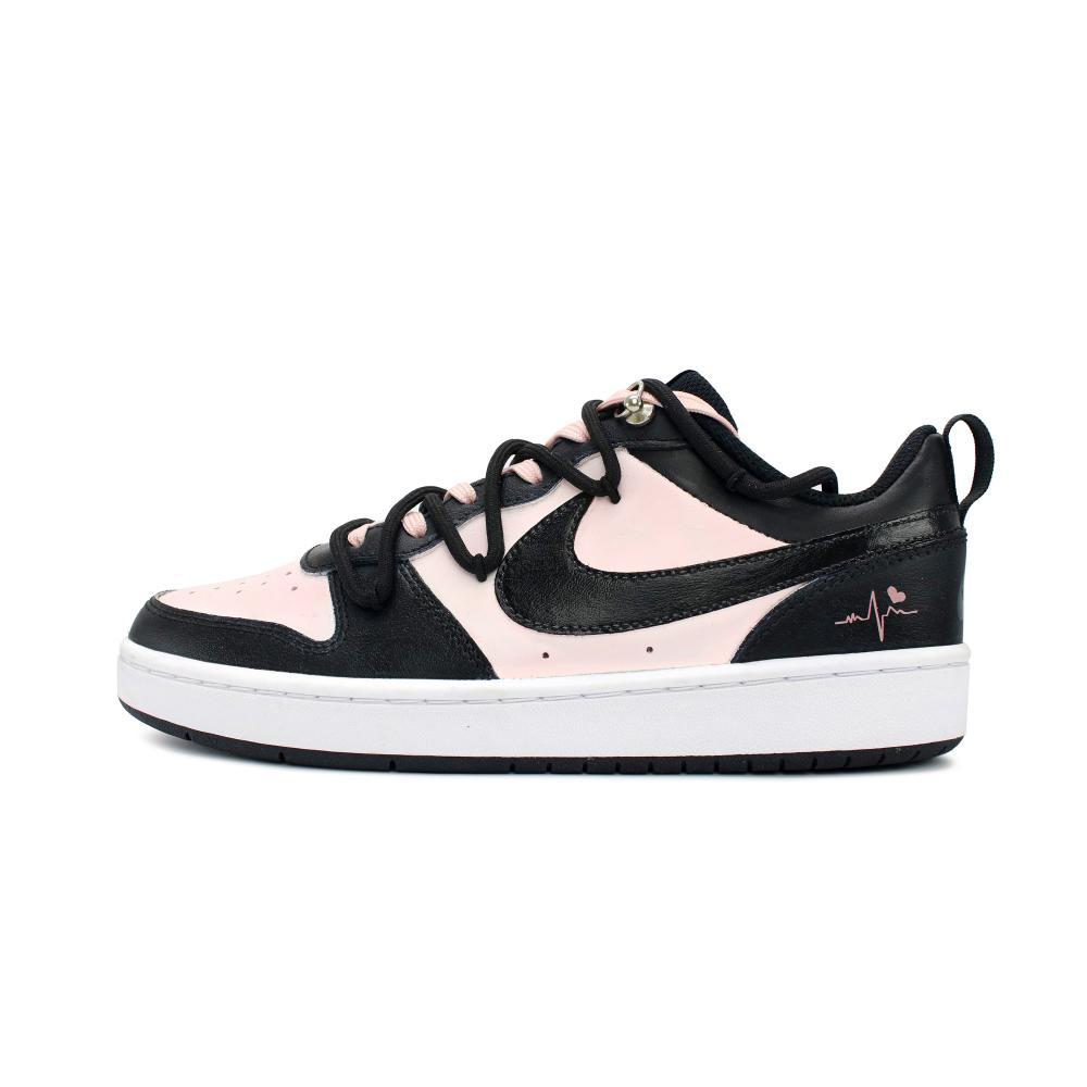 Nike Court Borough Wear resistant And Lightweight Low Top Skateboard Shoes GS Black Pink