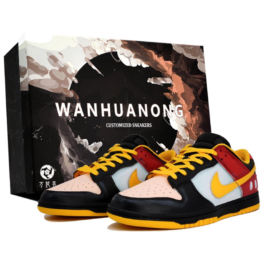 Nike Dunk Anti-Slip Wear-Resistant Low-Top Skateboard Shoes Men's Yellow Black Red