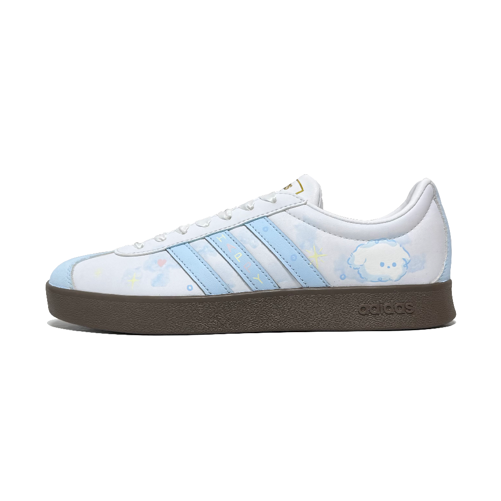 Adidas Neo VL Court 2.0 Puppy Day Anti Slip Wear Resistant Low Top Skateboard Shoes Women's Light Blue