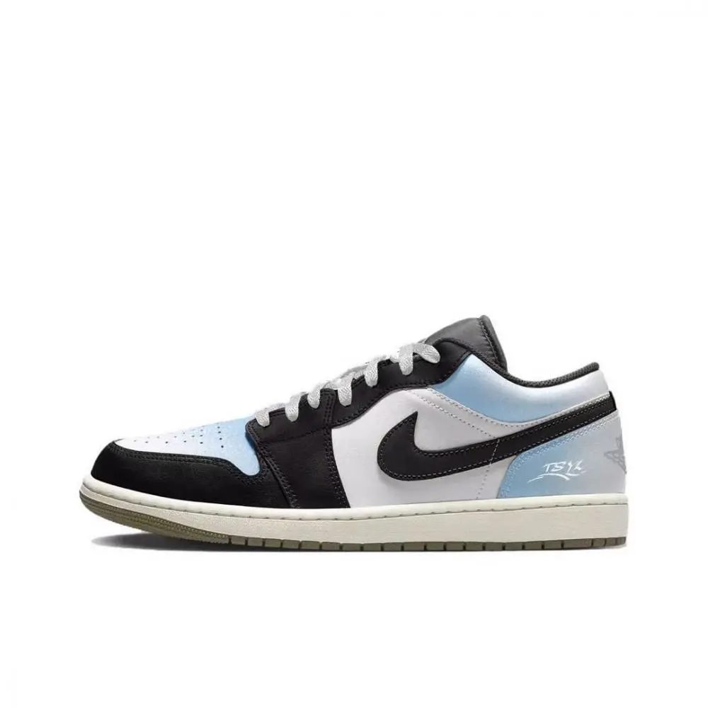 Jordan Air Jordan 1 White Moonlight Cushioning, Wear Resistant Vintage Basketball Shoes Unisex Black White Blue