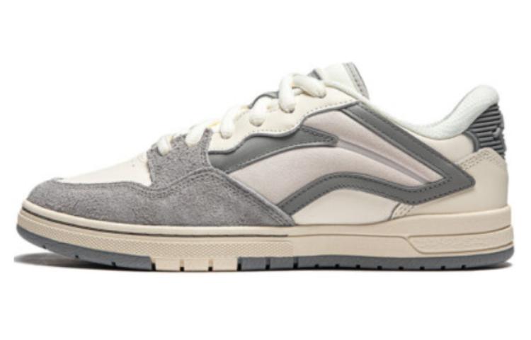 LiNing Anti-Slip Wear-Resistant Low-Top Skateboard Shoes Women's White Gray