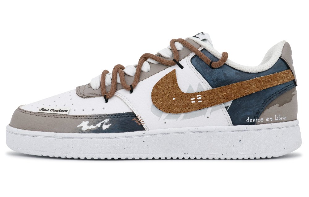 Nike Court Vision 1 Skateboard Shoes Men Low-Top Brown/Blue