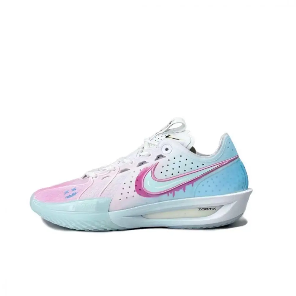 Nike Air Zoom G.T. Cut 3 Macaron Abrasion Resistant Low Top Basketball Shoes Men's Pink Blue