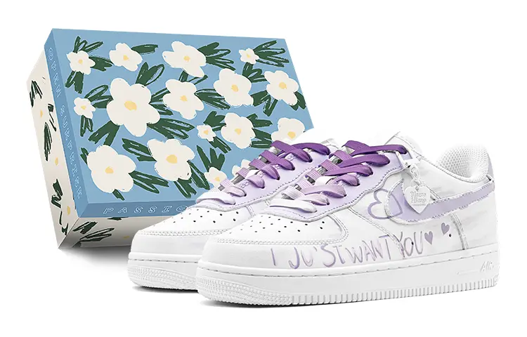 Nike Air Force 1 Air Force 1, White Lover's Treat, Amethyst Crystal Lover Low top Skateboard Shoes Women's Purple