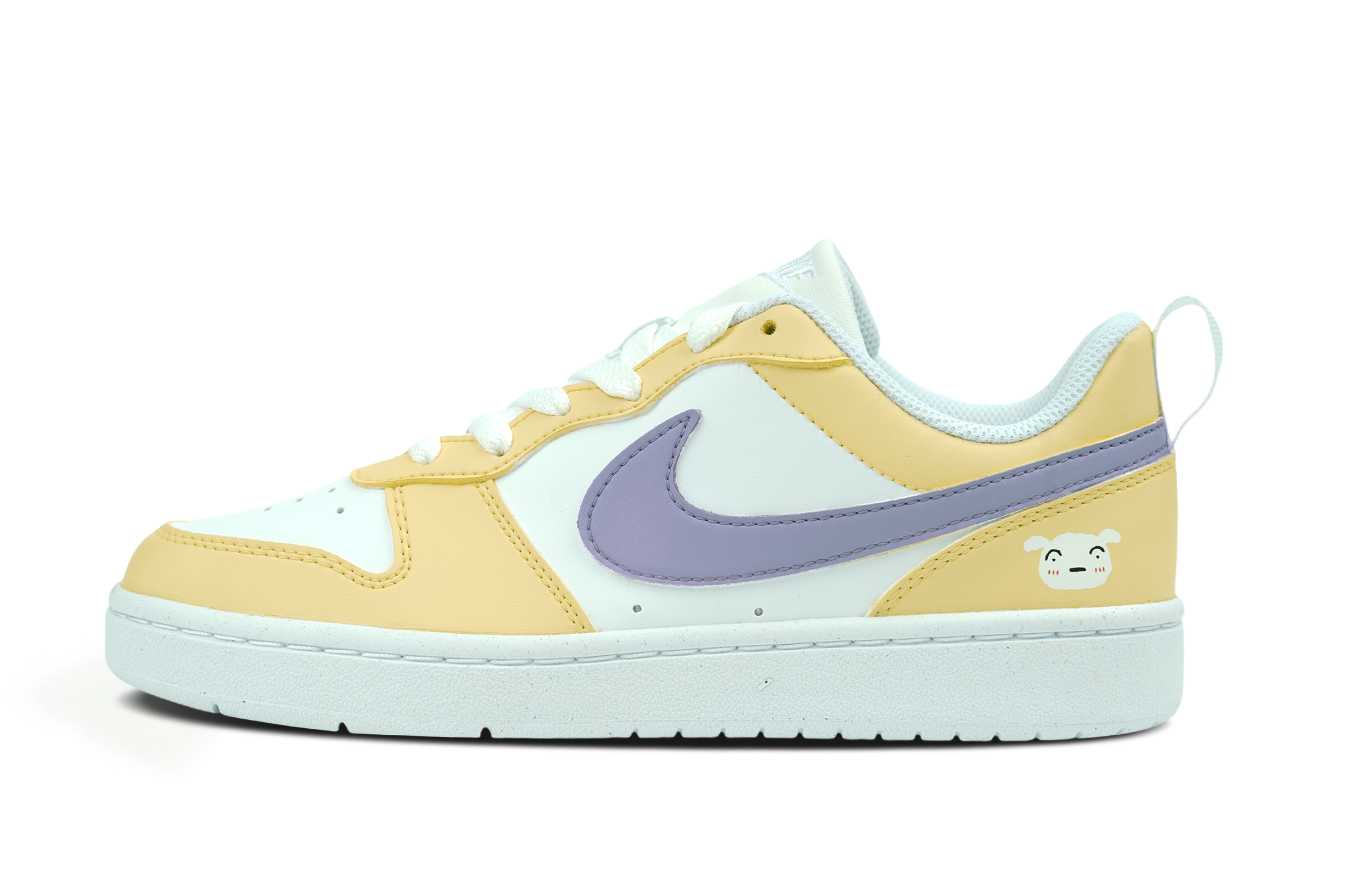 Nike Court Borough Slip Resistant Low top Skateboard Shoes Women's White Yellow