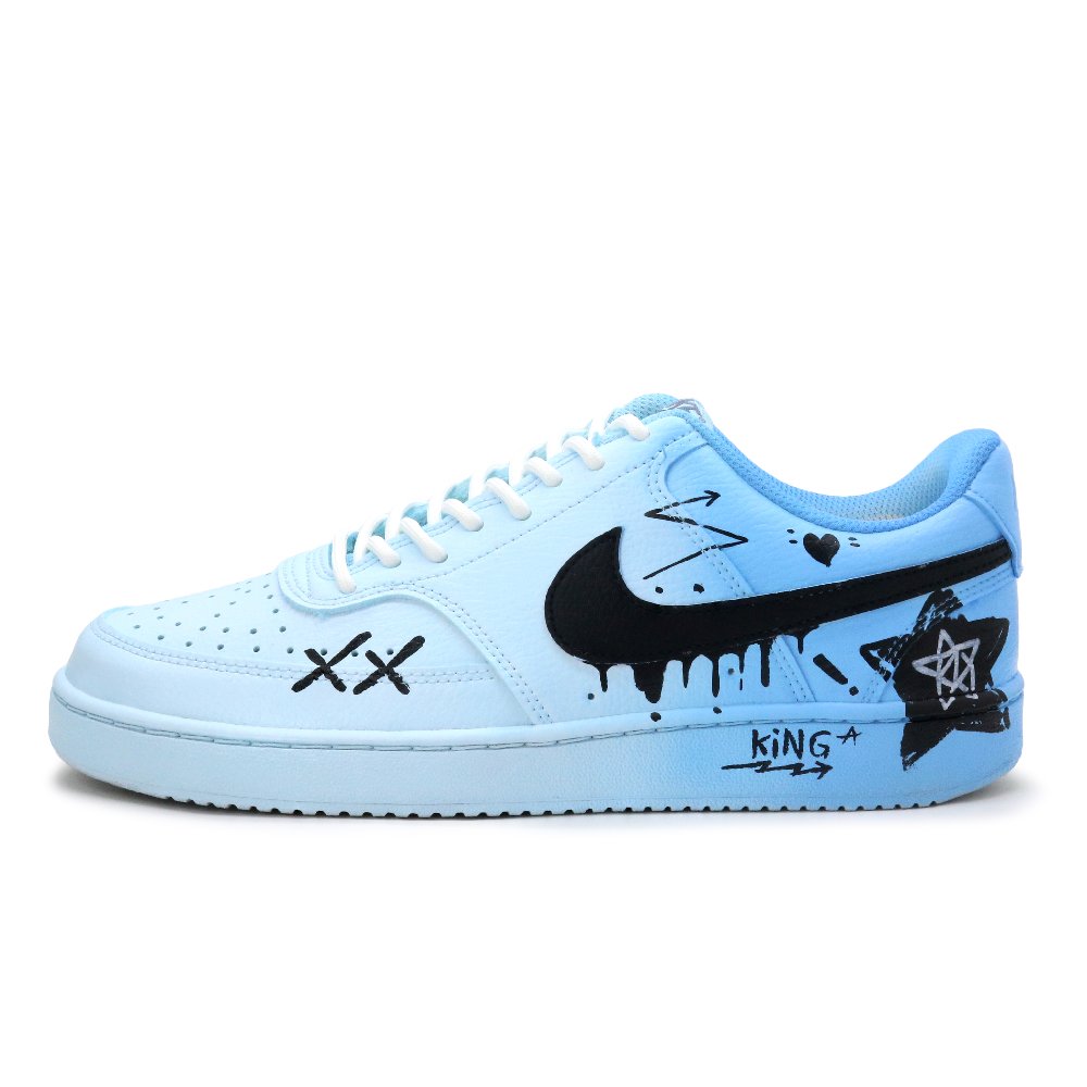 Nike Court Vision 1 Abrasion Resistant, Lightweight, And Breathable Low Top Skateboard Shoes Men's Blue Black