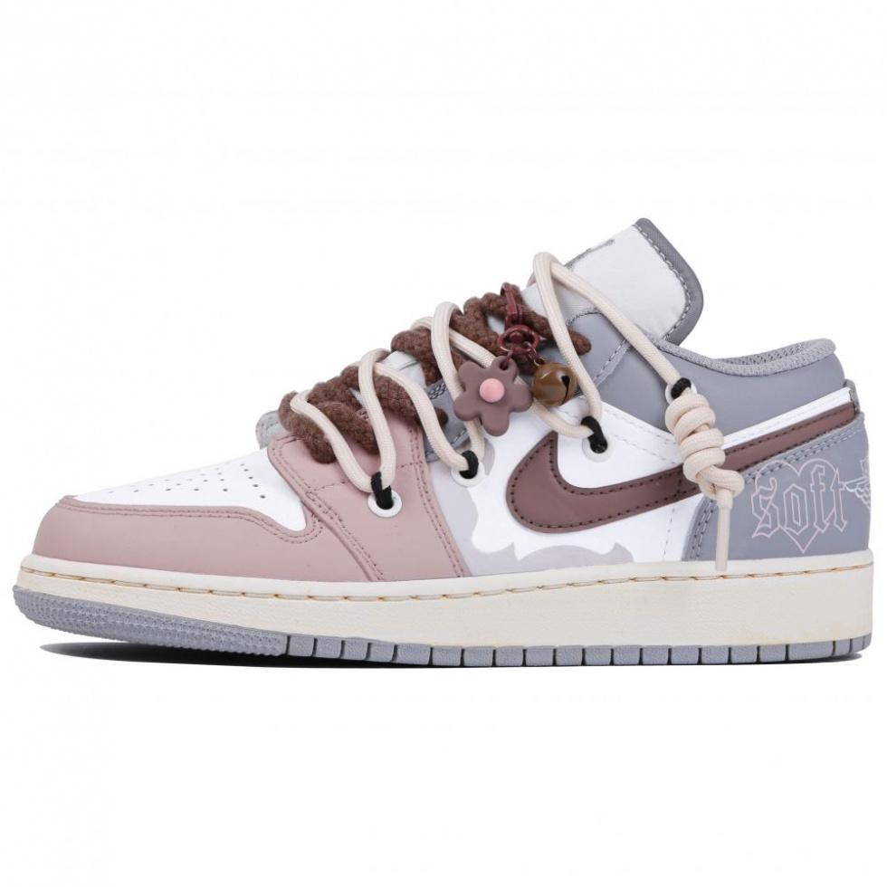 Jordan Air Jordan 1 Low Vintage Basketball Shoes GS Gray Pink