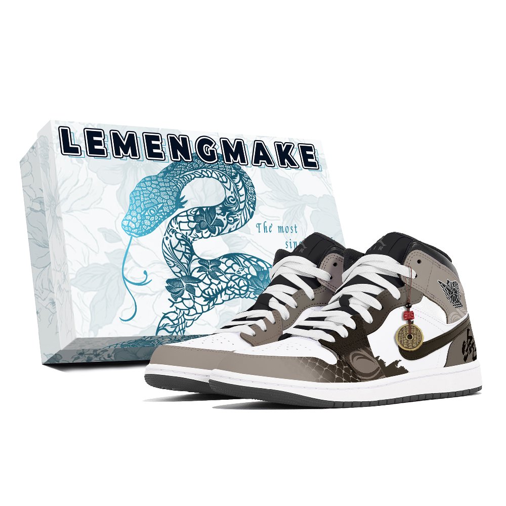 Jordan Air Jordan 1 Abrasion-Resistant Mid-Top Vintage Basketball Shoes Unisex White Brown