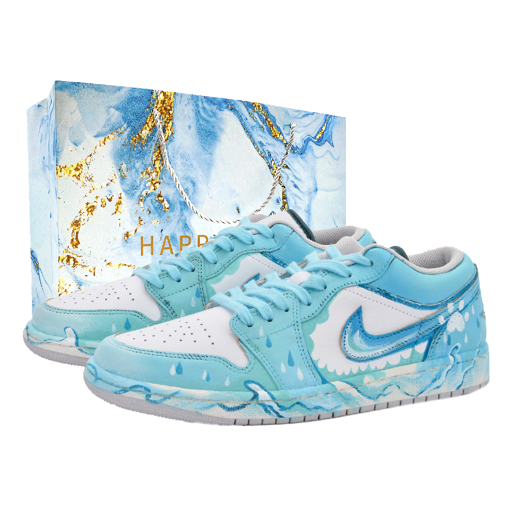 Jordan Air Jordan 1 Abrasion Resistant Low Top Vintage Basketball Shoes Unisex Blue