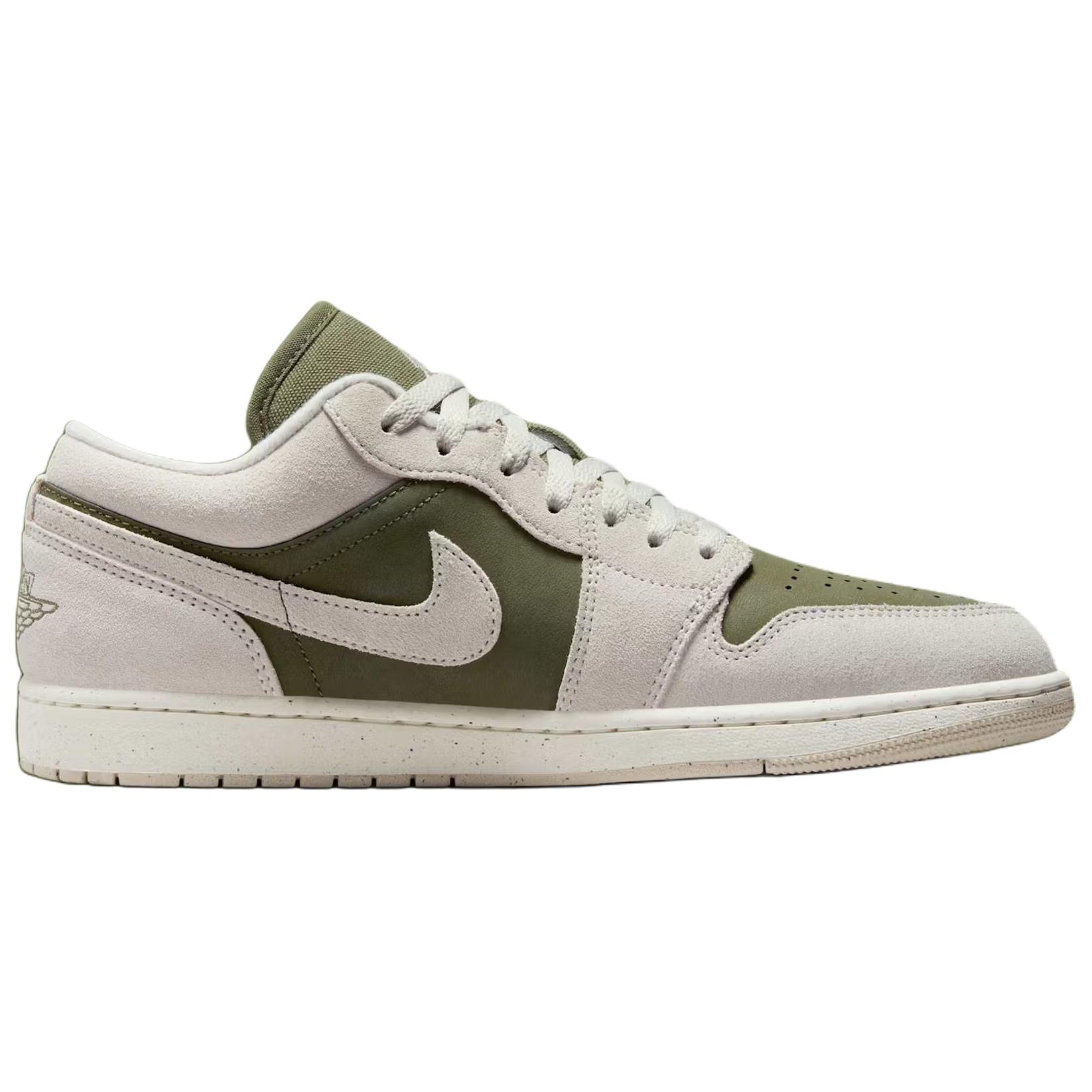 Jordan Air Jordan 1 Abrasion Resistant Low top Vintage Basketball Shoes Unisex White Green