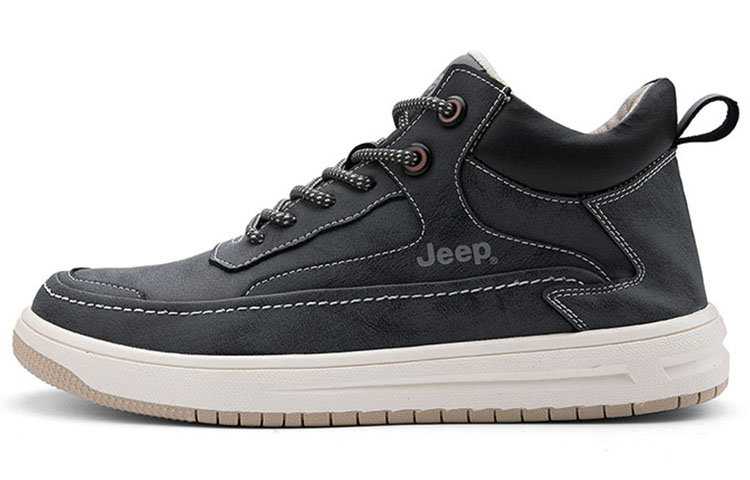 Jeep Skateboard Shoes Men Mid Top Black