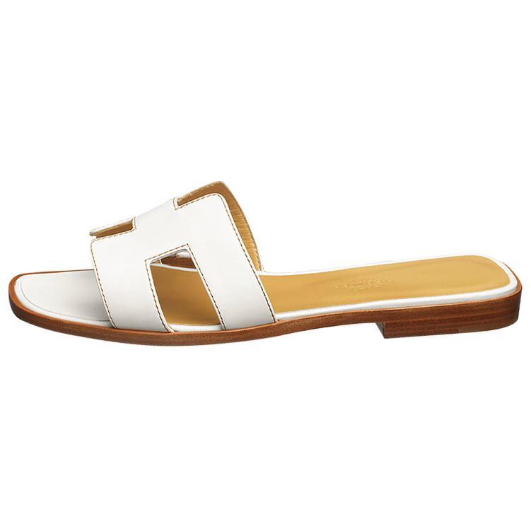 HERMES Oran Slip Resistant Slide Slippers Women's White Brown
