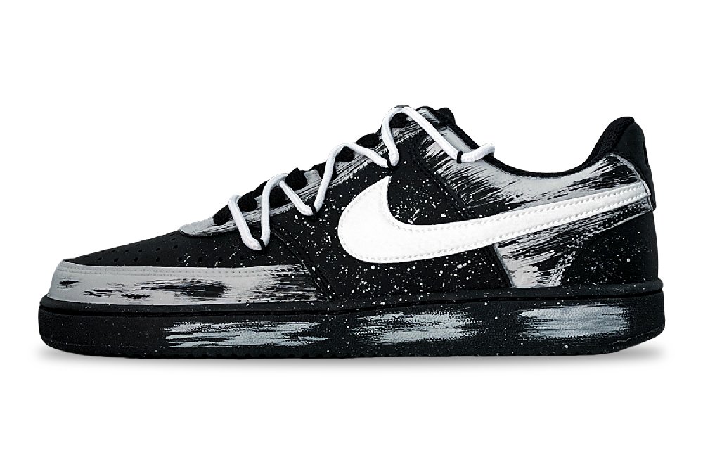 Nike Court Vision Abrasion Resistant Low Top Skateboard Shoes Unisex Black White