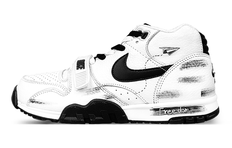 Nike Air Trainer 1 Anti-Slip And Wear-Resistant Breathable Mid-Top Training Shoes Men's Black White