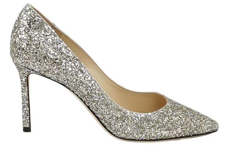 Jimmy Choo ROMY Slim Heel High Heels 8.5cm Women's Silver