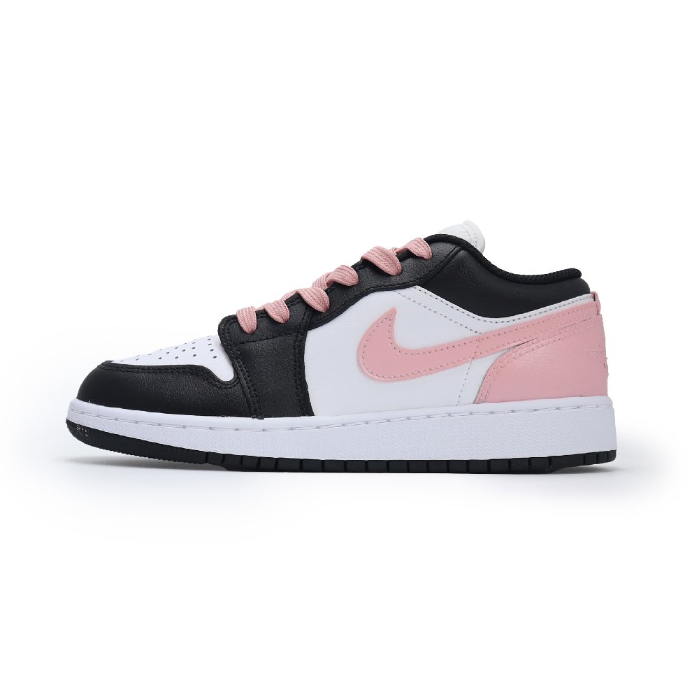 Jordan Air Jordan 1 Anti Slip Wear Resistant Moisture Wicking Low Top Vintage Basketball Shoes GS Black White Pink