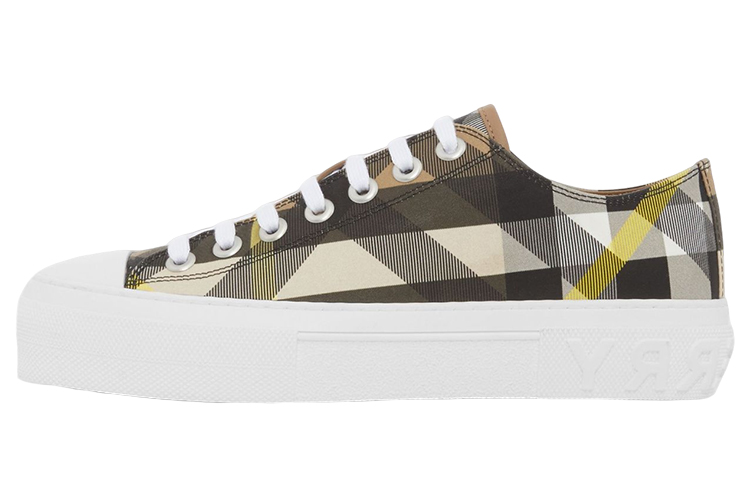 Burberry Exaggerated Check Cotton Sneakers Wheat Women's