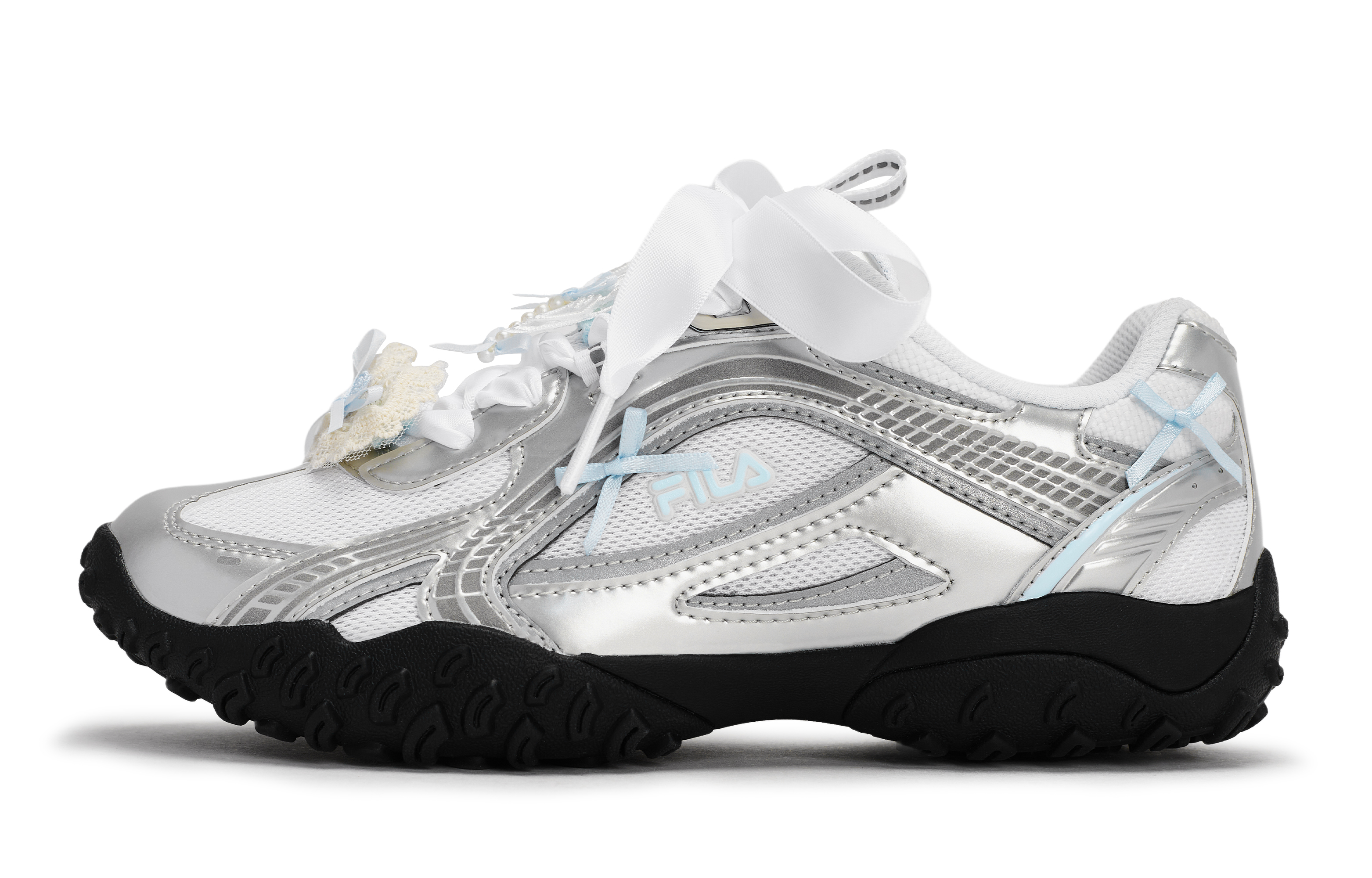 FILA PEBBLE Low Top Casual Shoes Women's Black White Silver Blue купить в интернет-магазине Yoocart с быстрой доставкой по России.