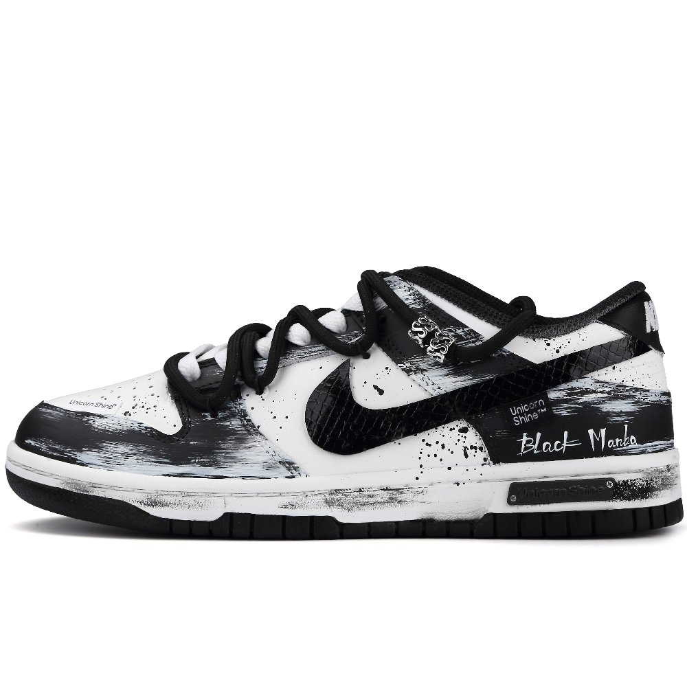Nike Dunk Bleach Mamba Anti Slip Wear Resistant Low Top Skateboard Shoes Unisex Black White