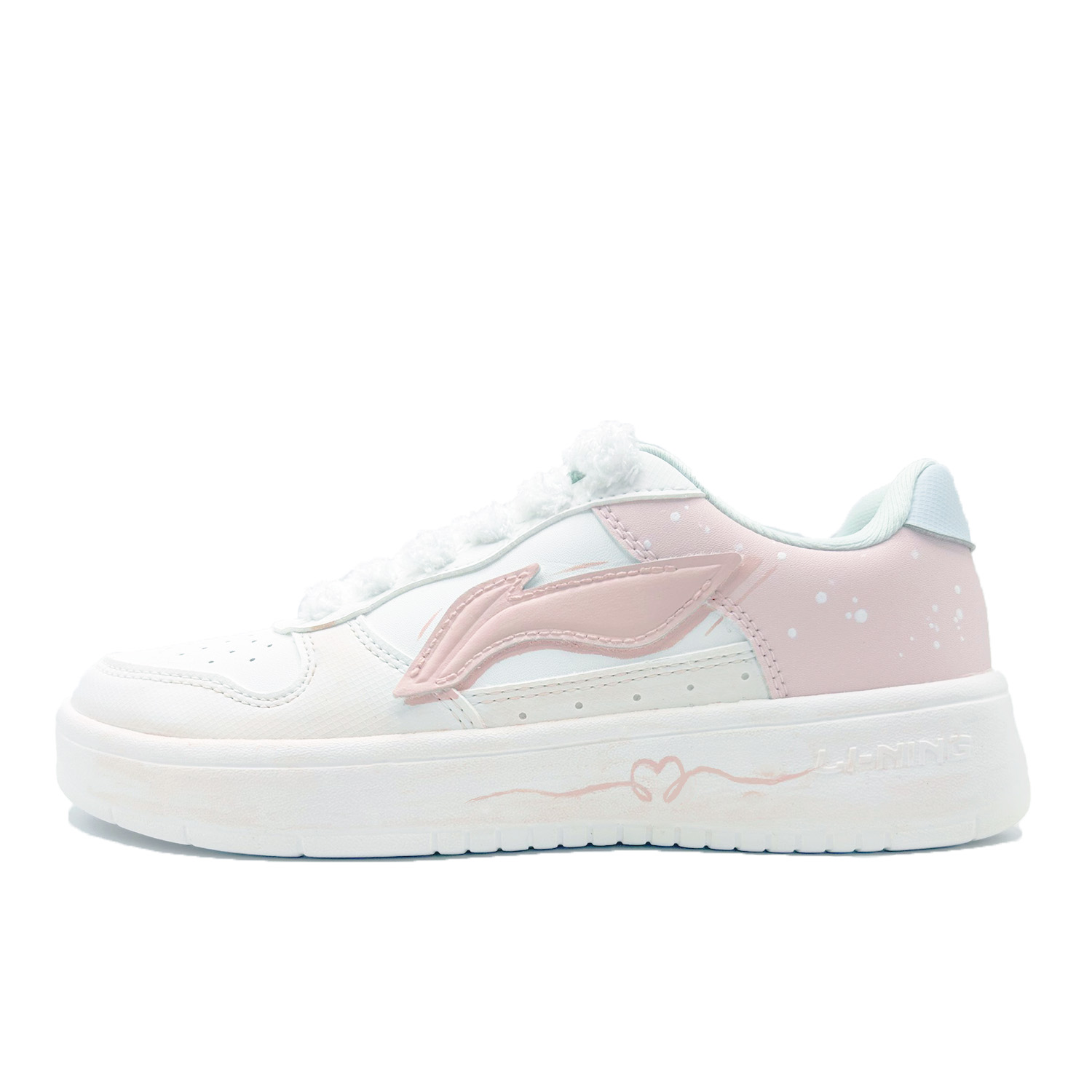 LiNing Pontoon Boats White Moonlight Shock Absorbers Abrasion Resistant Slip Resistant Low top Skateboard Shoes Women's