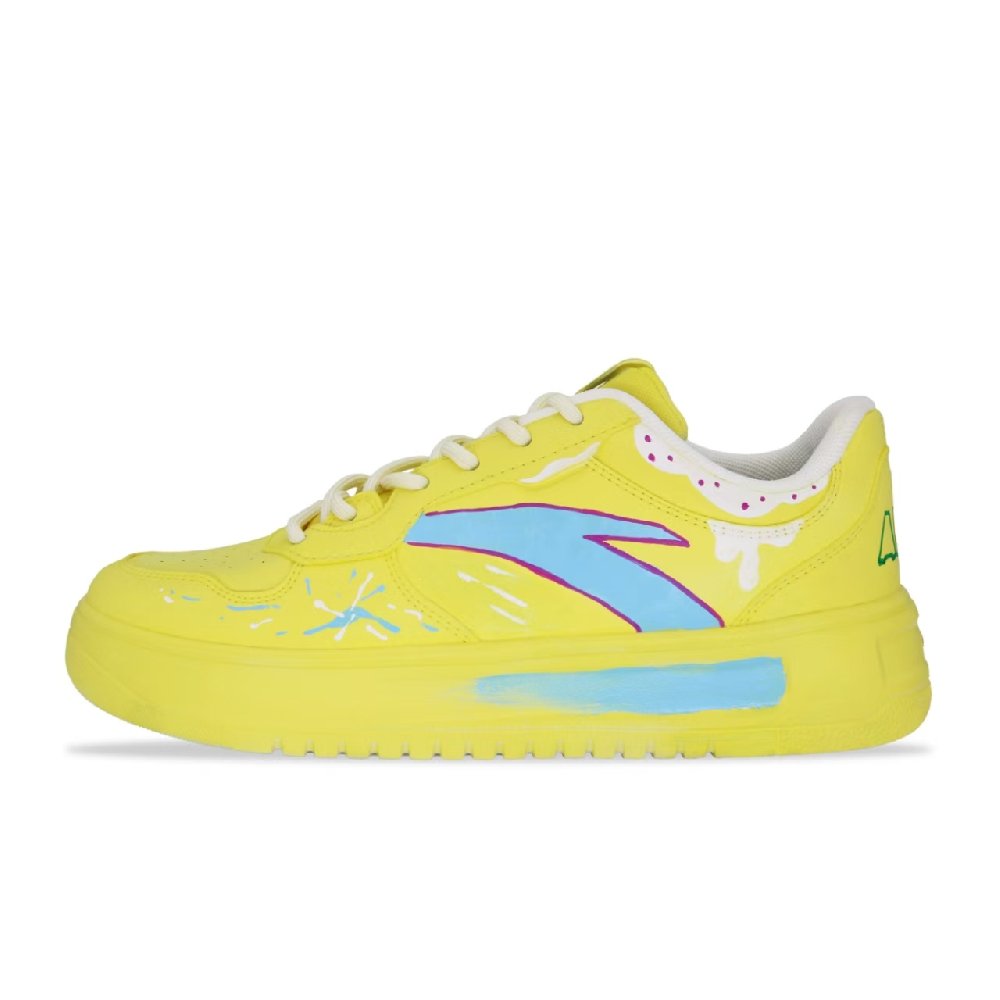 Anta Breathable And Wear-resistant Low-Top Skateboard Shoes Women's Yellow Blue White