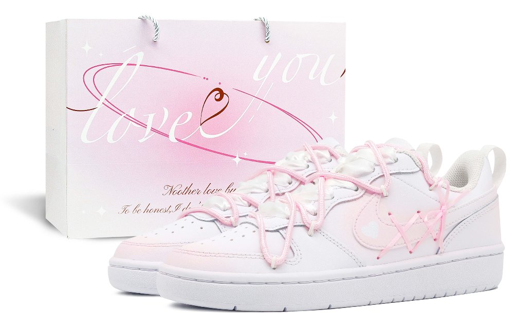 Nike Court Borough 2 Skateboard Shoes Women's Low-Top Pink/White
