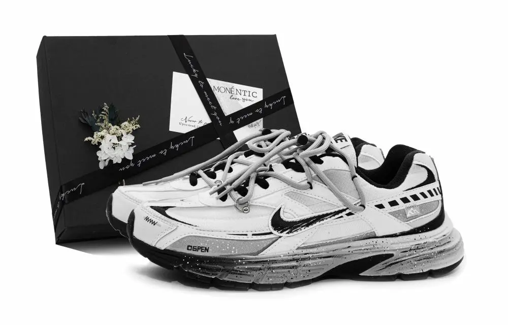 Nike Initiator Breathable Low top Sprint City Commute Running Shoes Unisex Black White