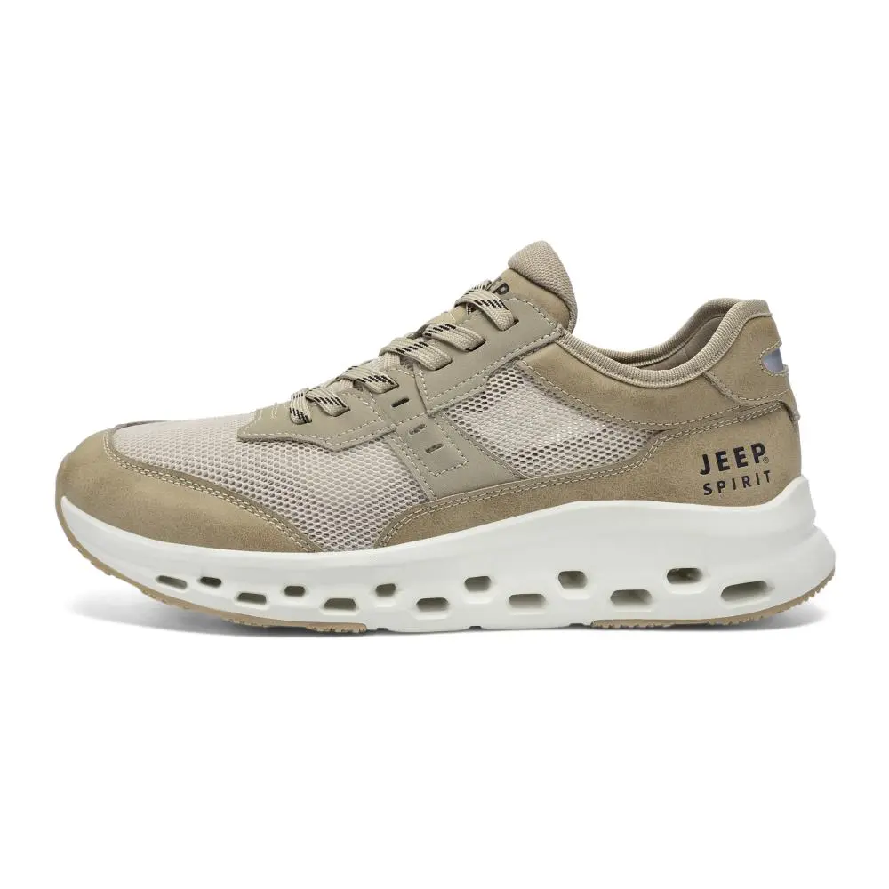 JEEP SPIRIT Outdoor Commute Breathable, Moisture Wicking, Abrasion Resistant Casual Training Running Shoes Men's Beige