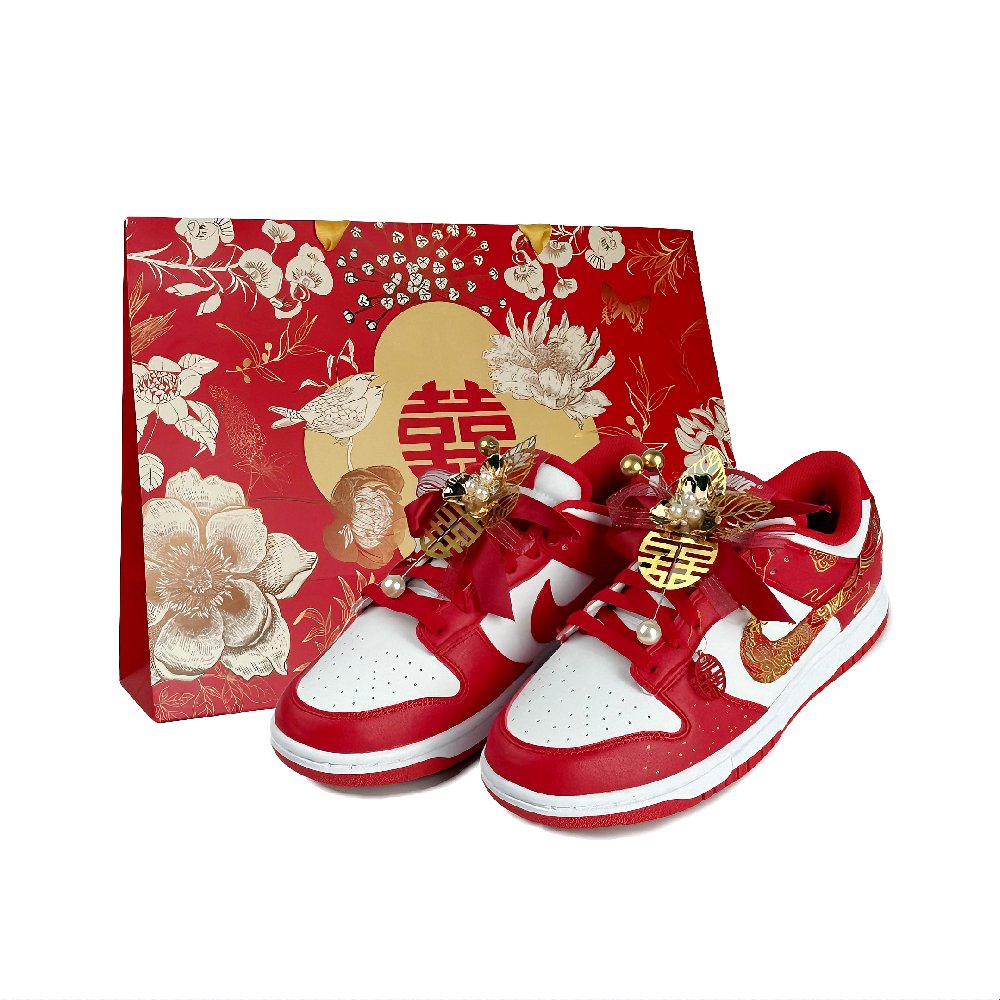 Nike Dunk Golden Jade Perfect Match Abrasion Resistant Low Top Skateboard Shoes Women's Red