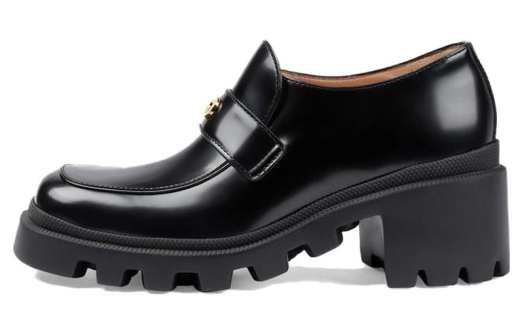 GUCCI Interlocking Loafers 7.5cm Women's Black