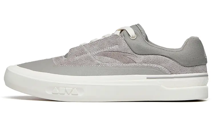 Anta Ao Li Coverage Anti-Slip And Wear-Resistant Lightweight Low-Top Skateboard Shoes Men's Gray White Leather Suede