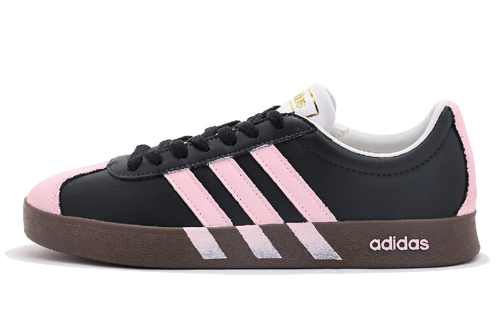Adidas Vl Court Classic Coverage Slip Resistant And Abrasion Resistant Low Top Skateboard Shoes Unisex Pink