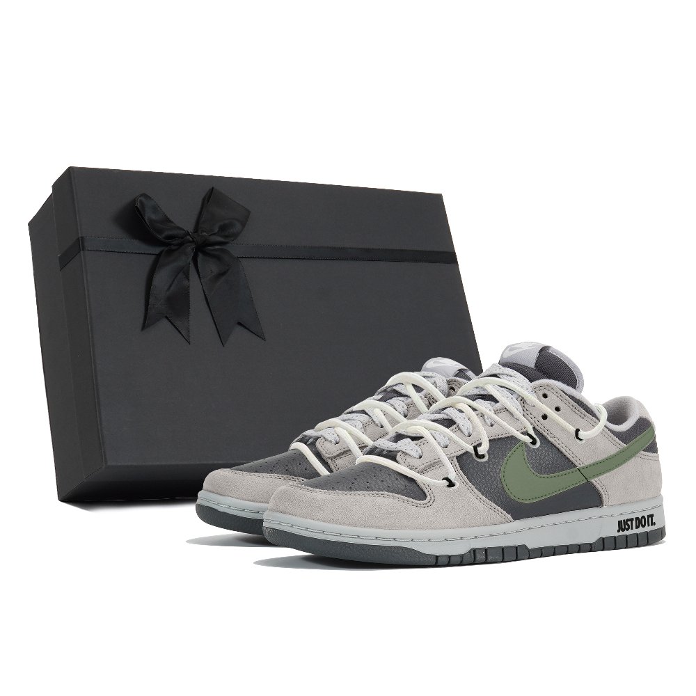 Nike Dunk Anti-Slip Wear-Resistant Low-Top Skateboard Shoes Unisex Gray Black