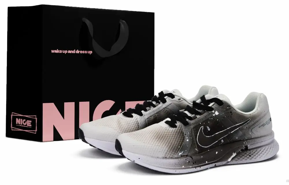 Nike Run Swift 2 Abrasion Resistant Breathable Coverage Low top Running Shoes Men's Black White