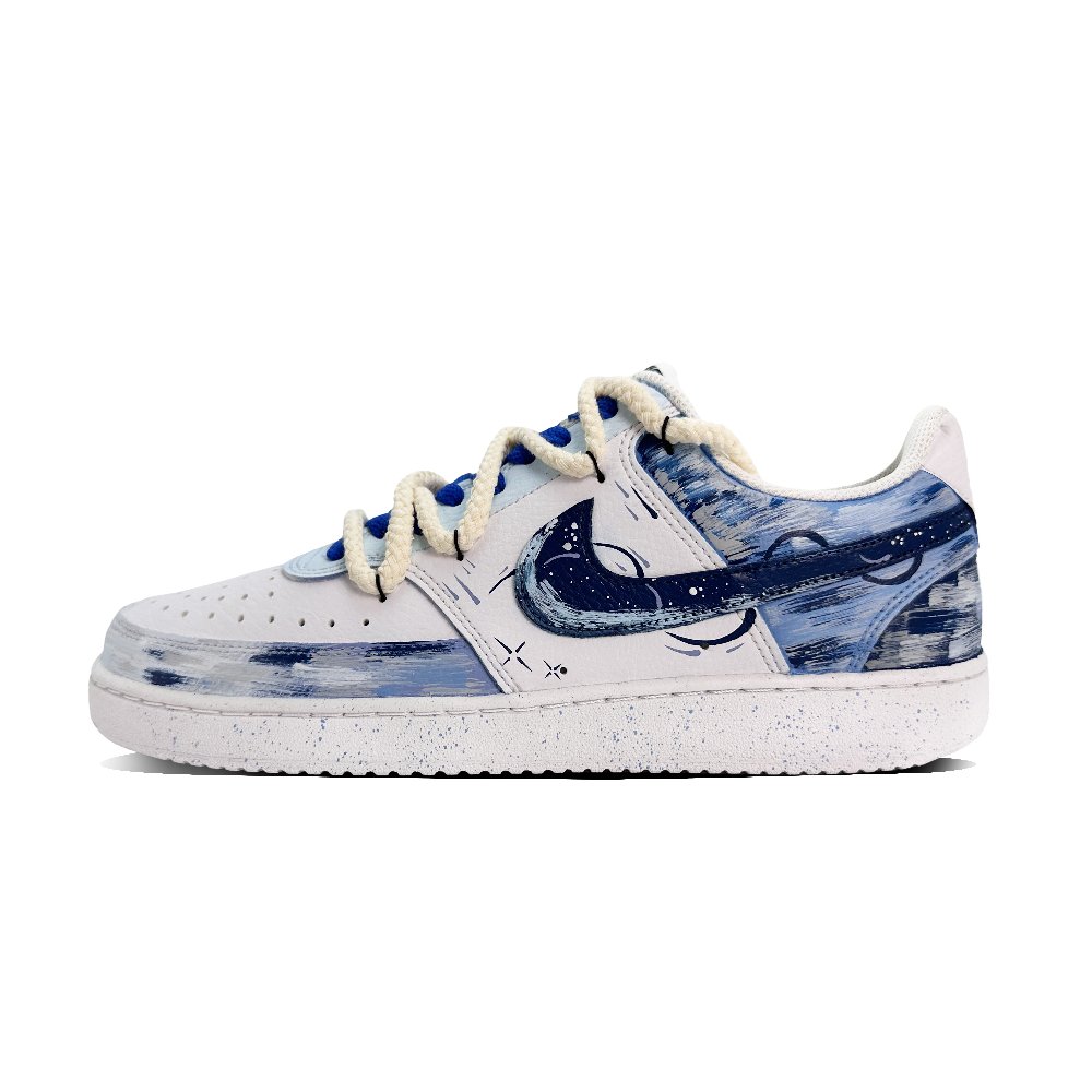 Nike Court Vision 1 Starry Sky Fragmented Shadows Anti-Slip Wear-Resistant Low-Top Skateboard Shoes Men's Blue