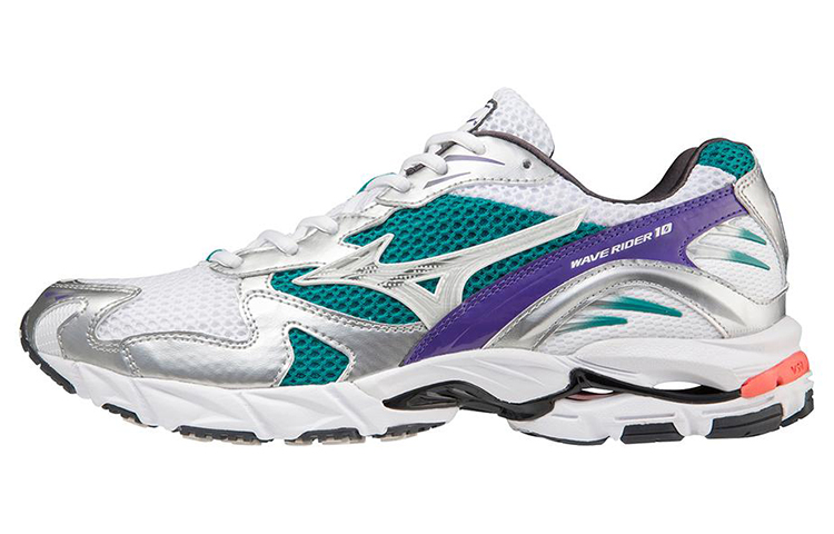 Mizuno Wave Rider 10 White Silver Teal Purple