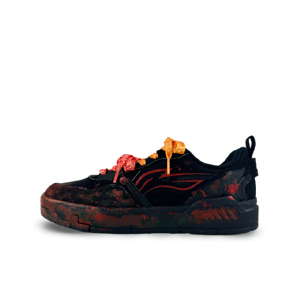 LiNing Yuan Chu Slip Resistant, Abrasion Resistant, Breathable Low Top Skateboard Shoes Men's Black Red