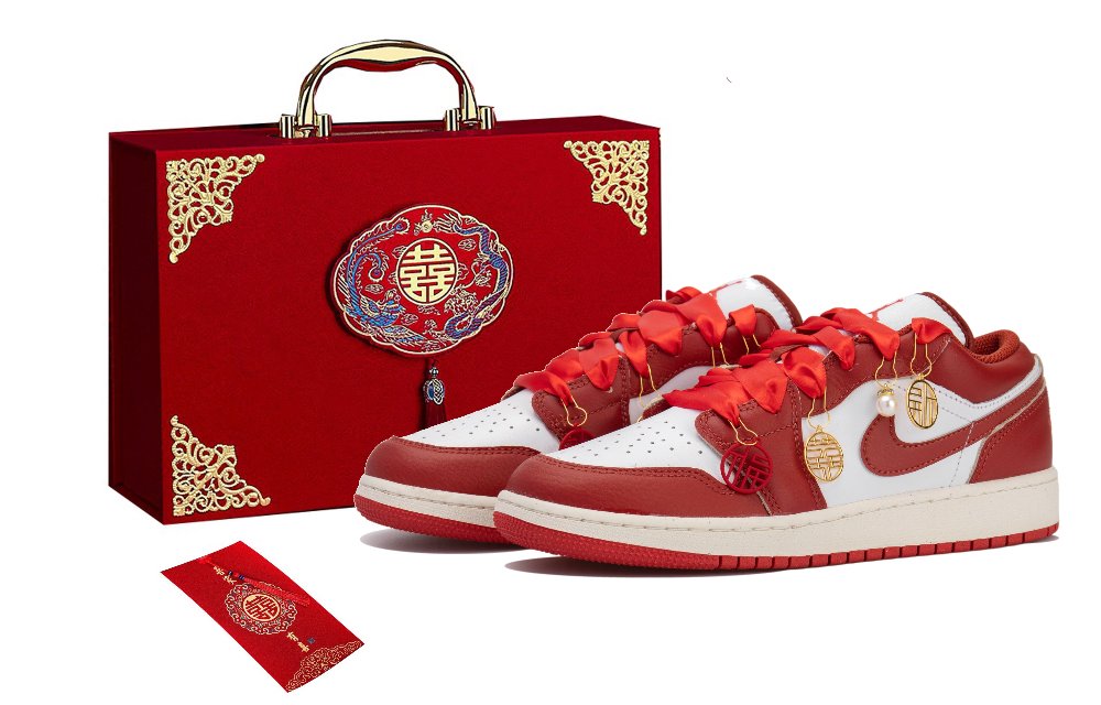 Jordan Air Jordan 1 Low Top Vintage Basketball Shoes Women's White Red