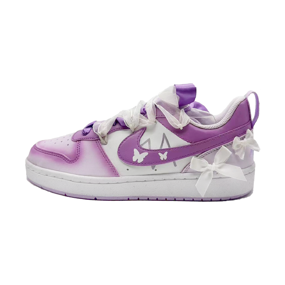 Nike Court Borough Low-Top Skateboard Shoes GS White Purple