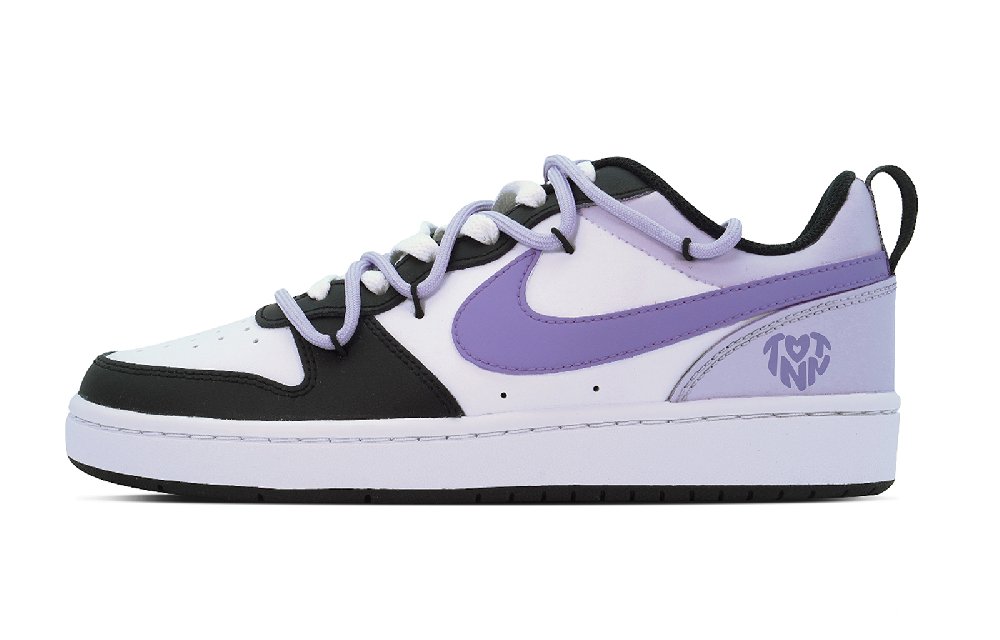 Nike Court Borough Puppy Fragment Low-Top Skateboard Shoes GS Purple Black White