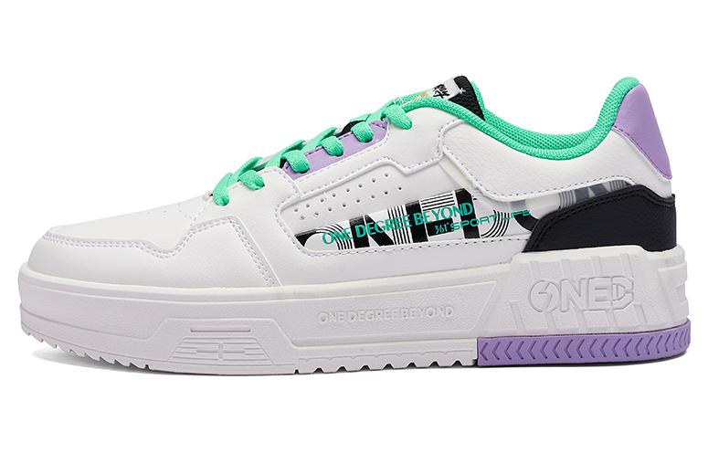 361° Anti Slip Wear Resistant Low Top Skateboard Shoes Women's White Green Purple