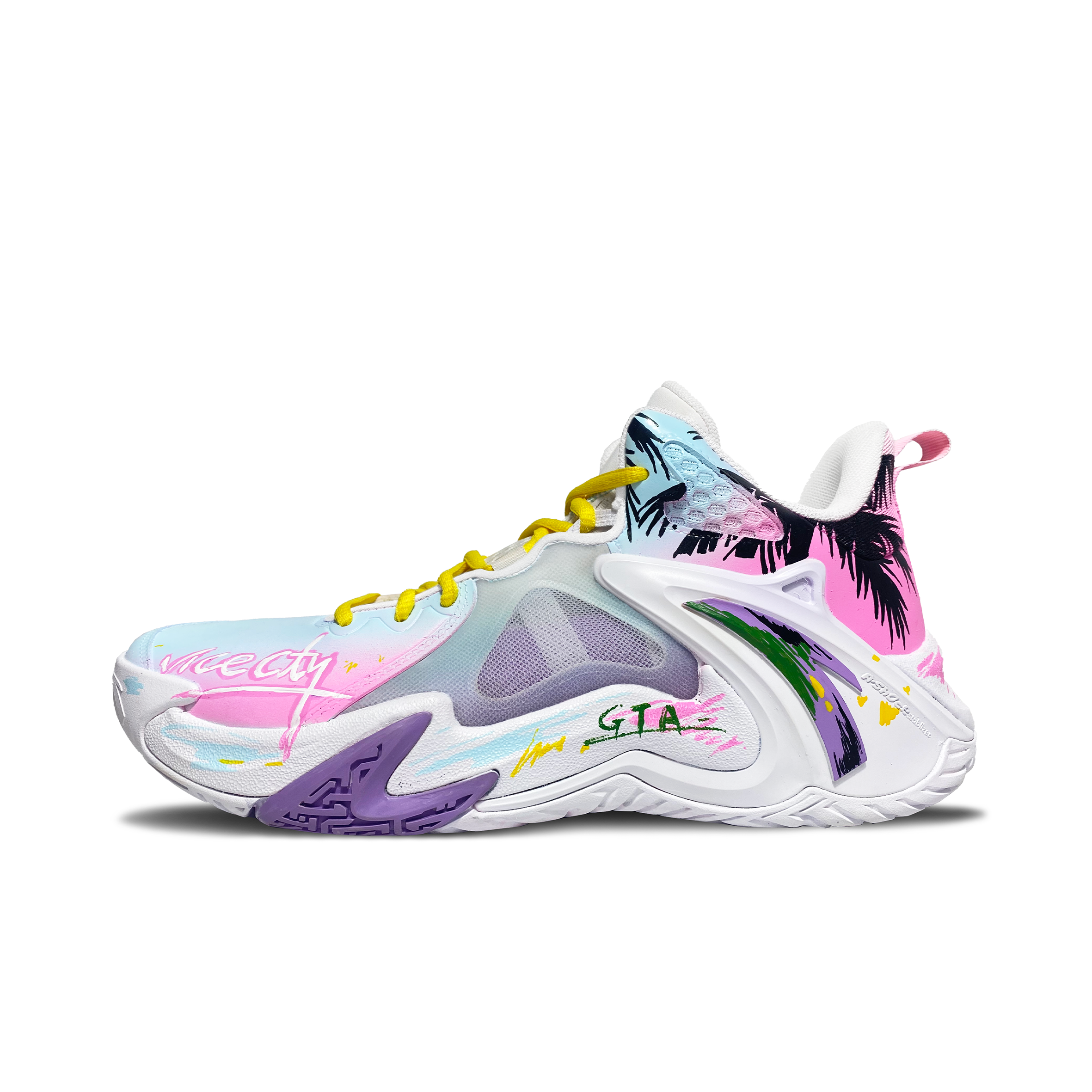 Anta Airspace 4 Slip Resistant Abrasion Resistant Low top Basketball Shoes Men's Blue Pink