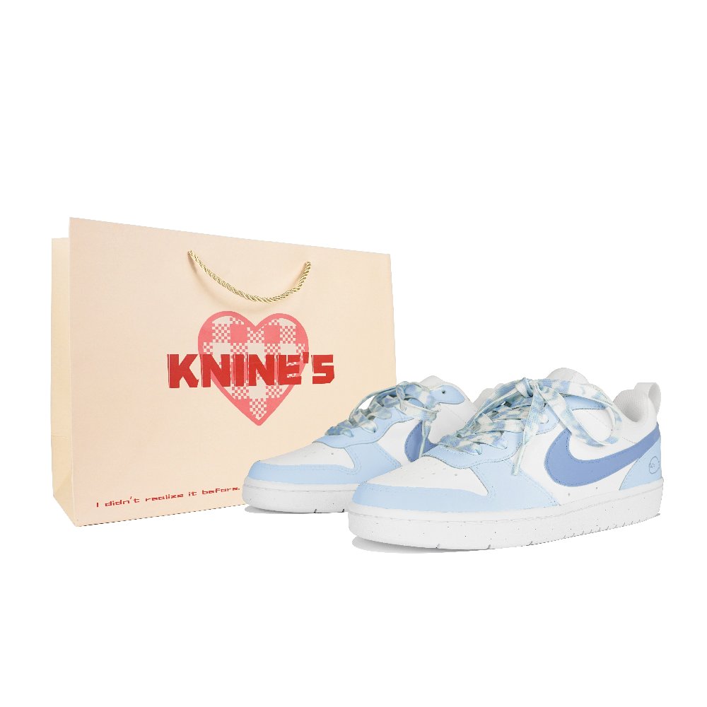 Nike Court Borough Nine Systems Low top Skateboard Shoes GS White Blue