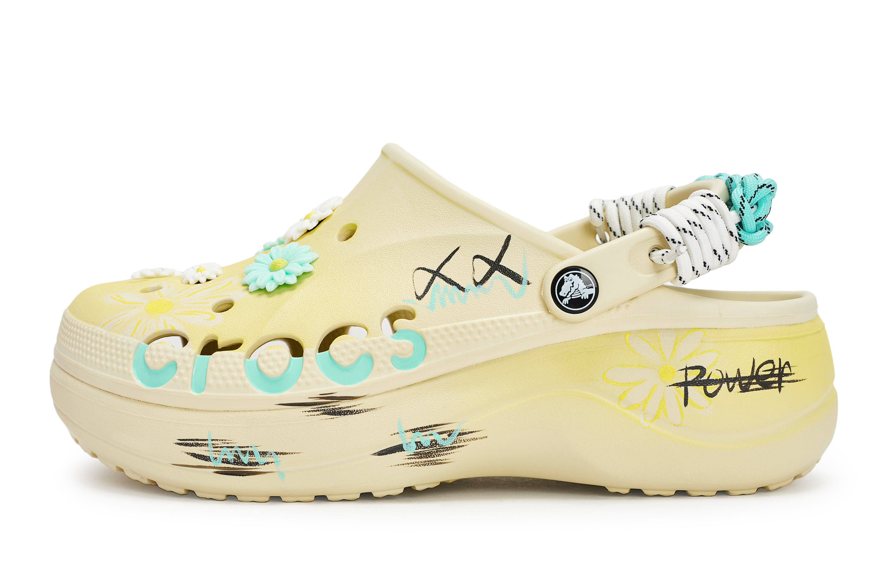 Crocs Baya Platform Clog 811 Manufacturing, Daisy Floral, Special Shoe Box Clogs Women's White Yellow Blue купить в интернет-магазине Yoocart с быстрой доставкой по России.