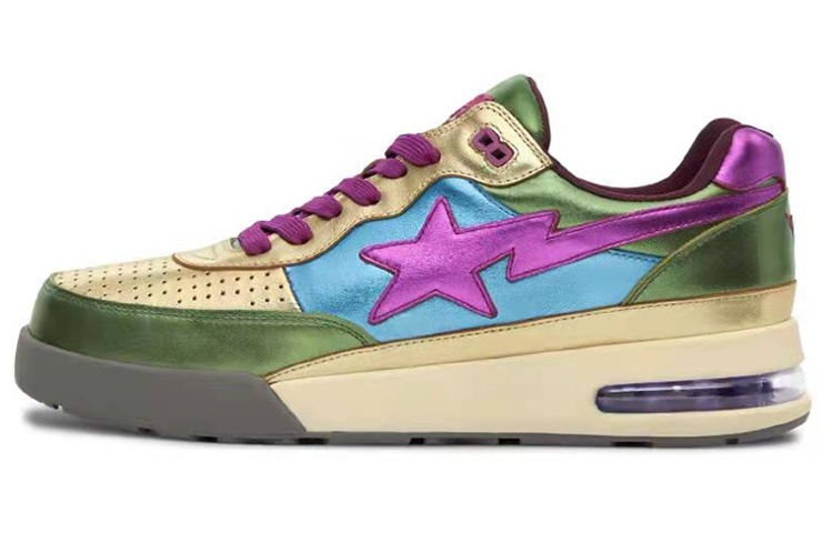 A BATHING APE ROAD STA 'Classic Reborn' Stylish Skateboarding Shoes Unisex Green Purple Gold