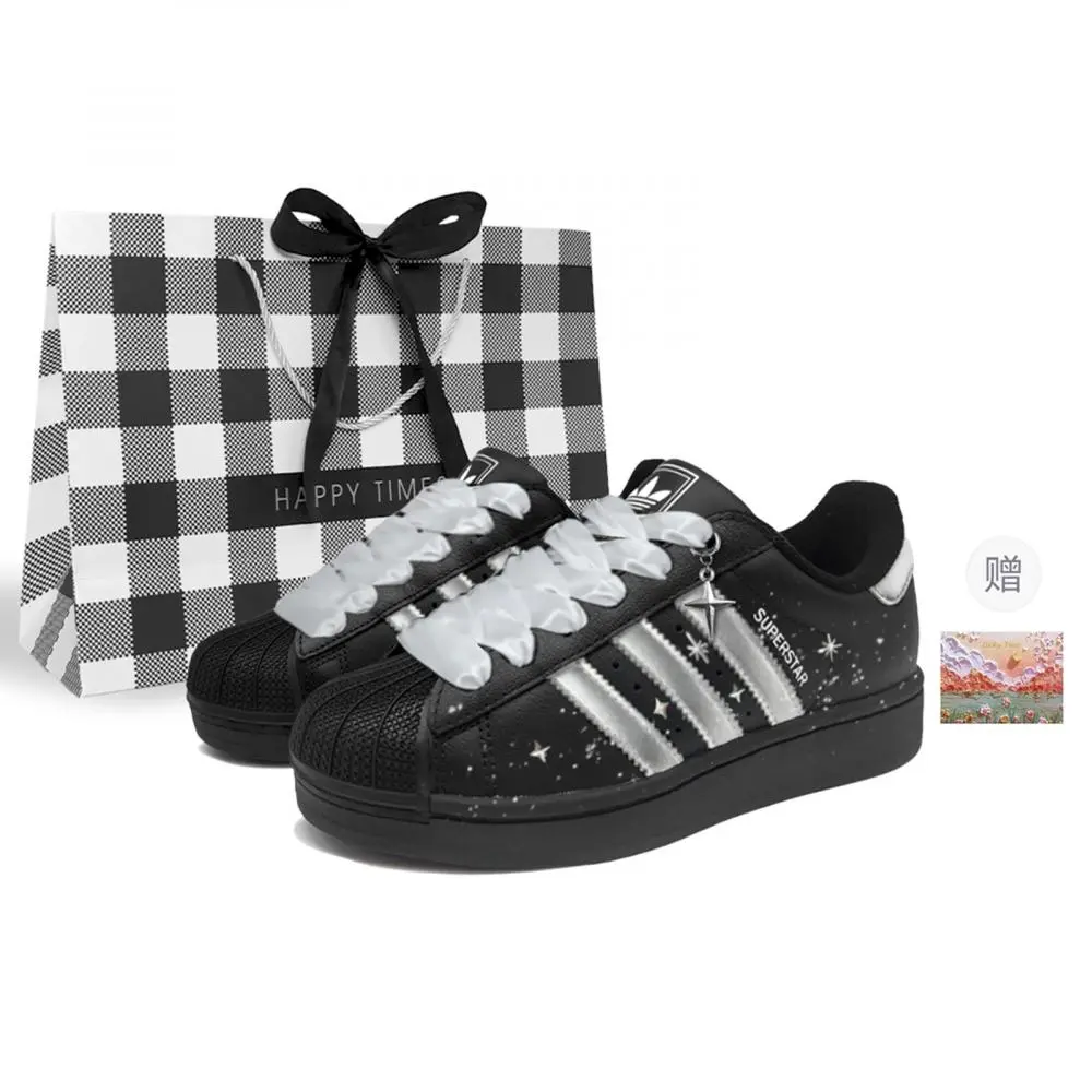 Adidas Originals Superstar 2 Skateboard Shoes Women's Low top Black Silver